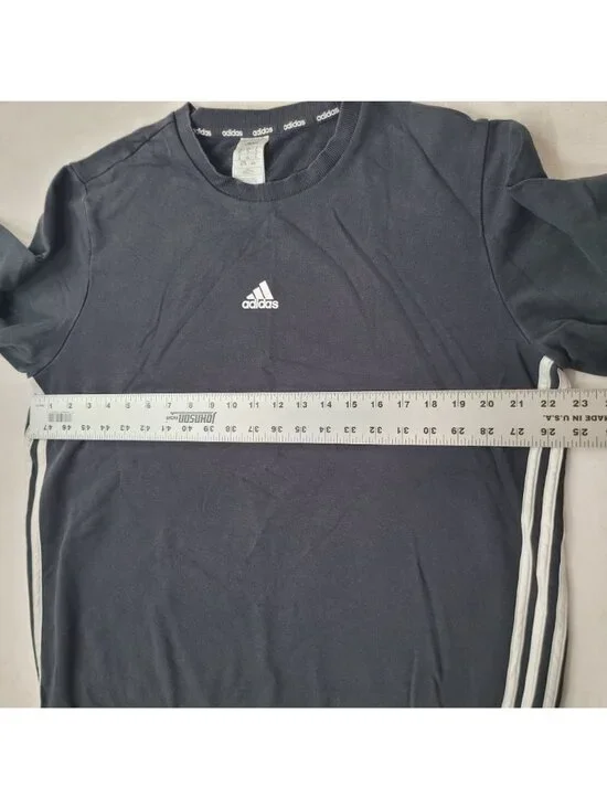 Adidas Center Logo Men's Black 3 Stripes Crew Neck Sweatshirt Size XL - Picture 8 of 10